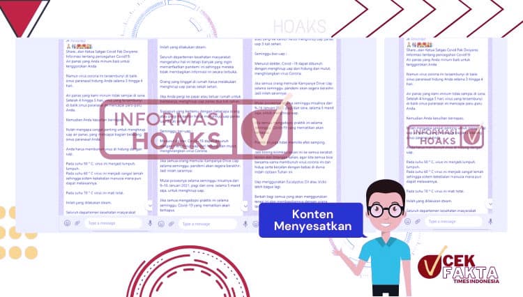 [CEK FAKTA] Menghirup Uap Air Panas Mencegah Covid-19